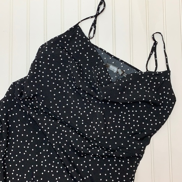 Missguided black polka dot, drape front dress NWT - Picture 2 of 16